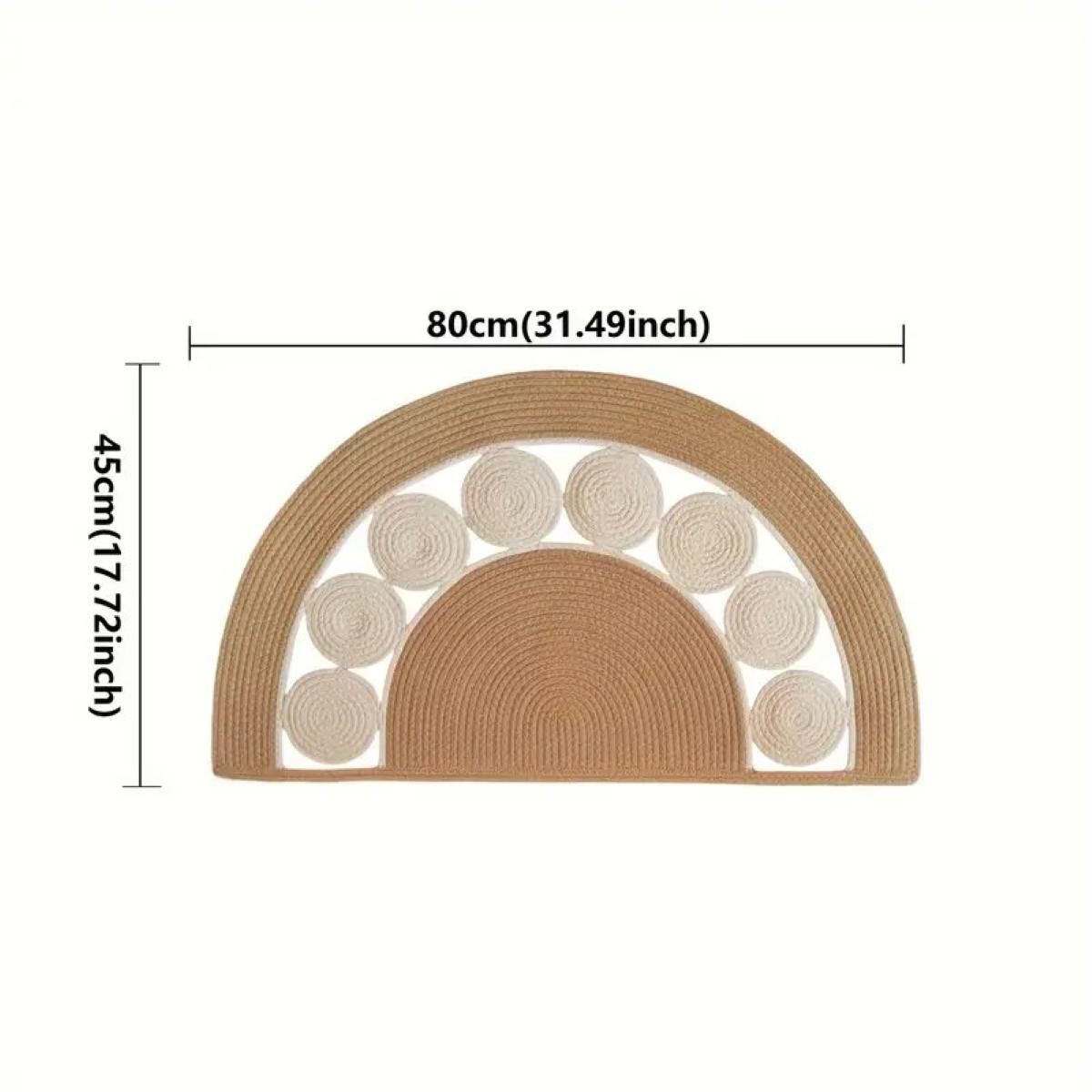 AIESY® Live Beautiful ! Semi-Circular Cotton Bath & Door Mat, Reversible Braided Design with Decorative Semi-Circle Pattern (Farmhouse, 80X45 cm)