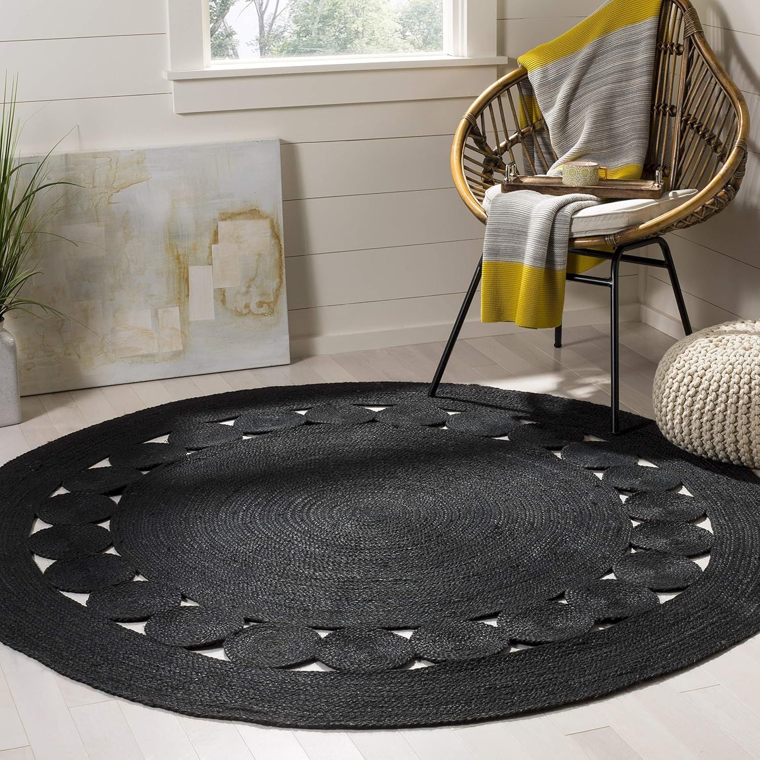 Round Jute Rug for Living Room | Handwoven Braided Area Rug | Available in Multiple Colors