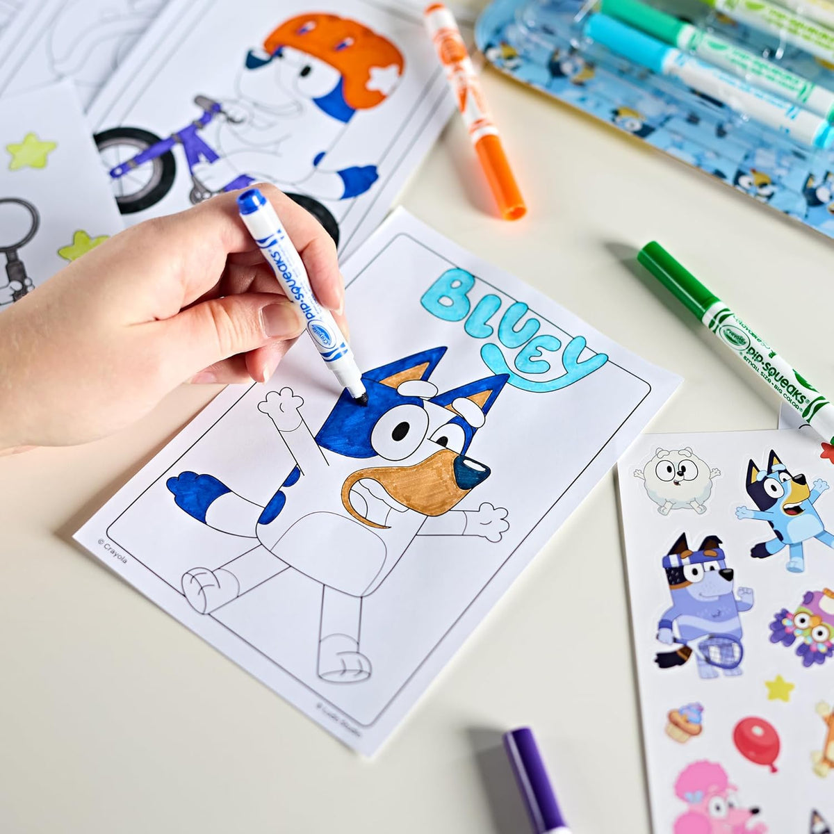 Crayola Bluey Colour & Sticker Kit, 45+ Pieces, Set Of Felt Tip Pens, Colouring Pens, Stickers