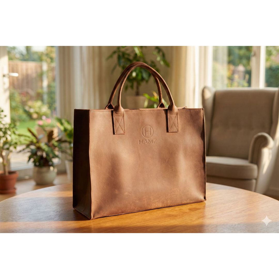 HMZ Genuine Leather Carry Bag, Premium Everyday & Travel Carry Bag