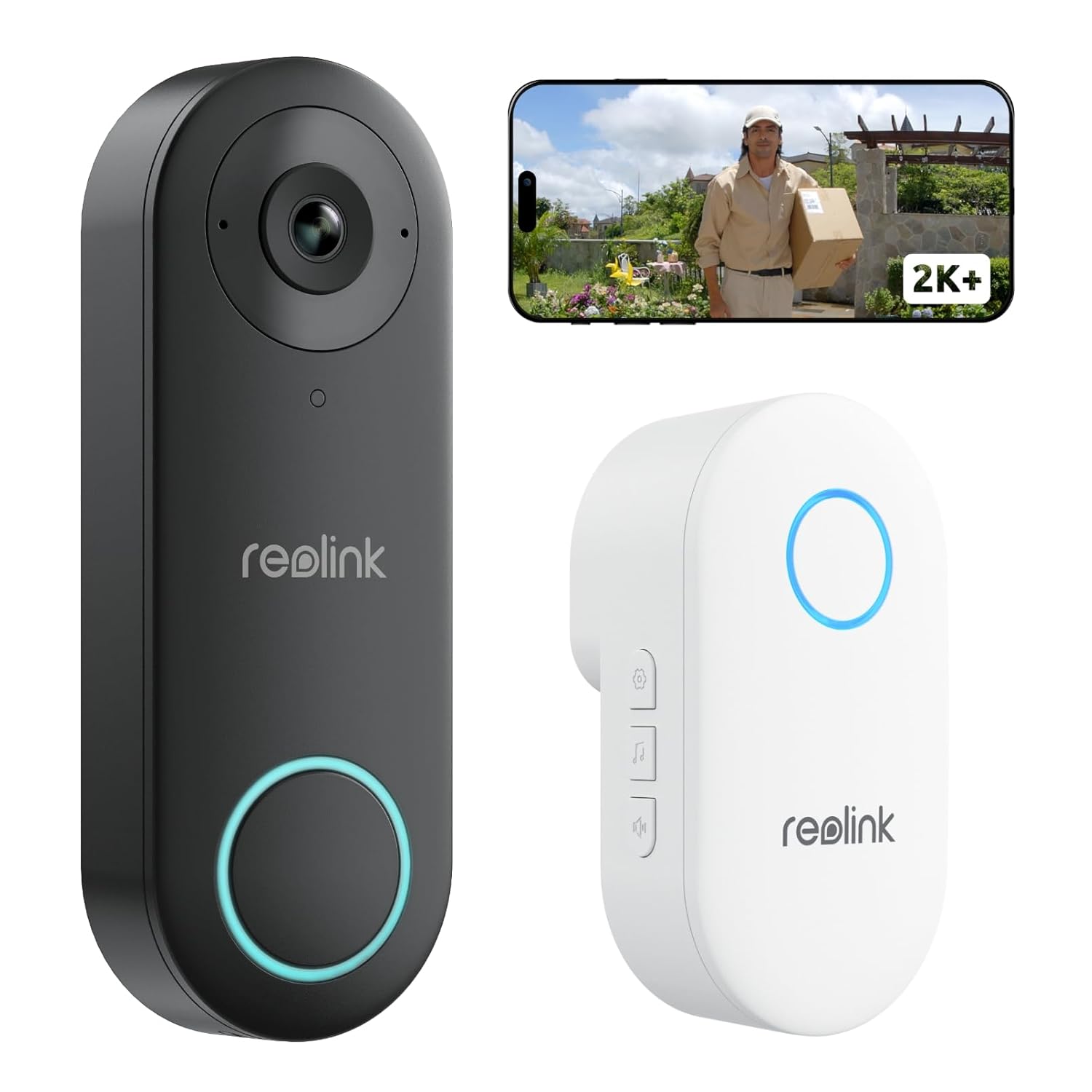 Reolink Video Doorbell WiFi VDB2K02W 5MP 2K+ Smart Wi-Fi Video Doorbell with Chime