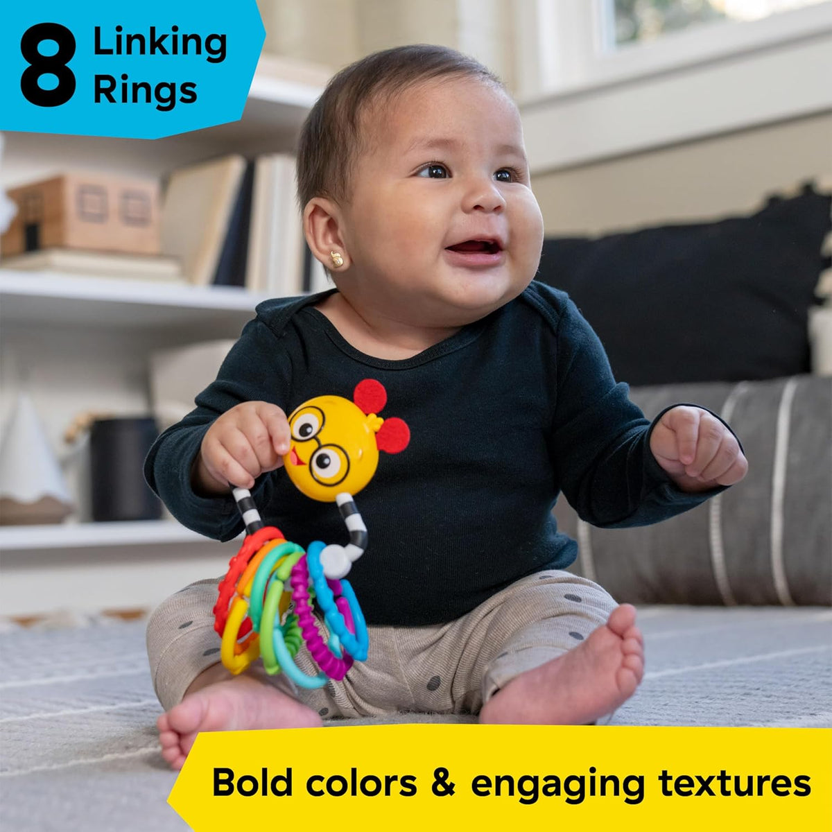Baby Einstein Cal's Connectors Sensory Toy, 9.38x5.33x14.86cm, 9 Pieces, Multicolor, 0+ months