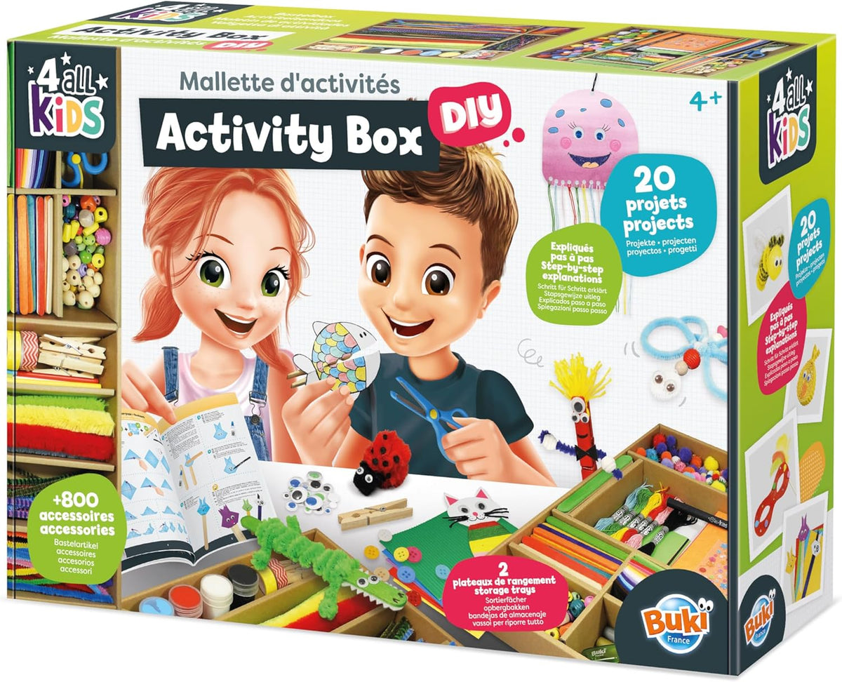 Buki France 4 All Kids DIY Activity Box with 20 Projects & 800+ Accessories