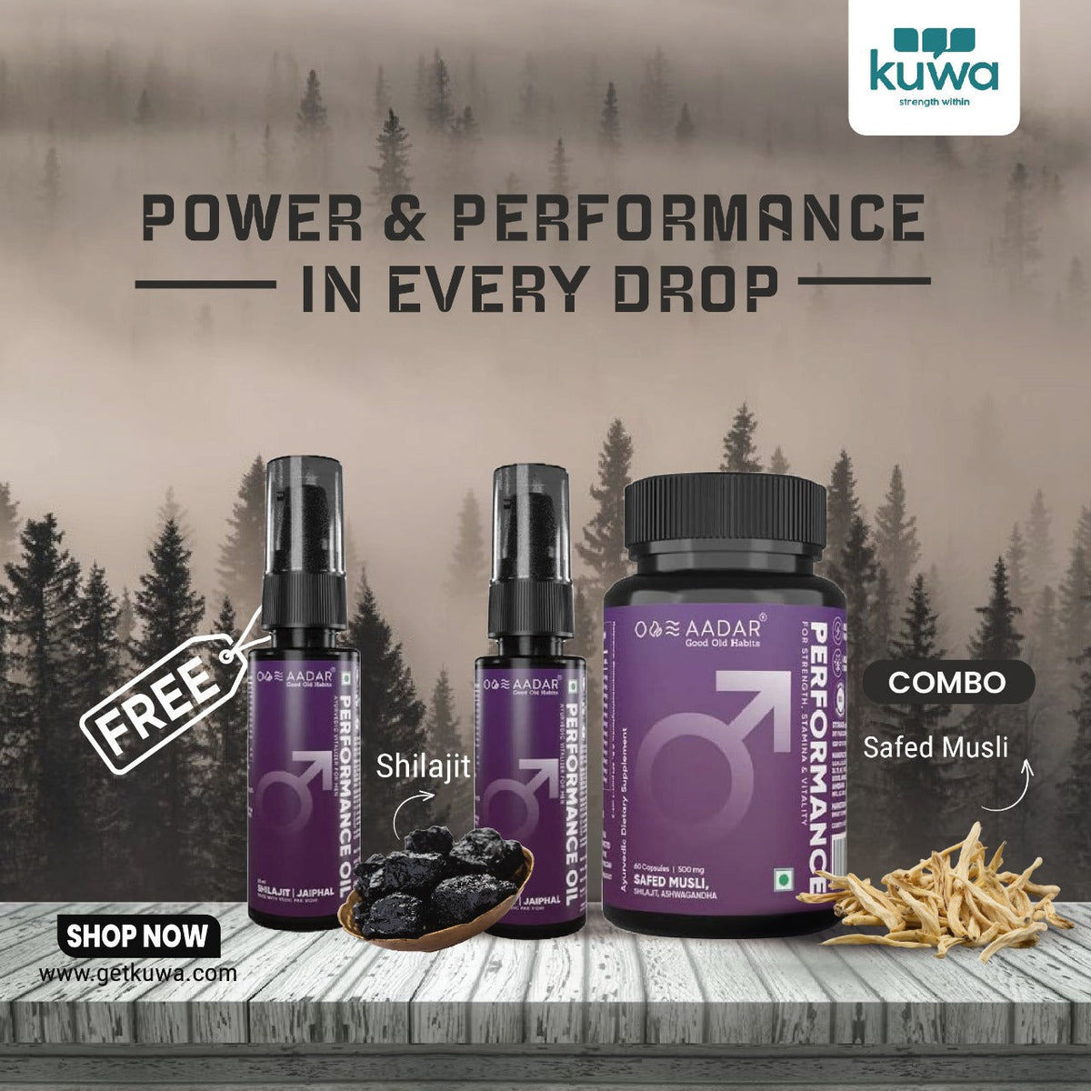Aadar performance capsule and performance oil + free performance oil