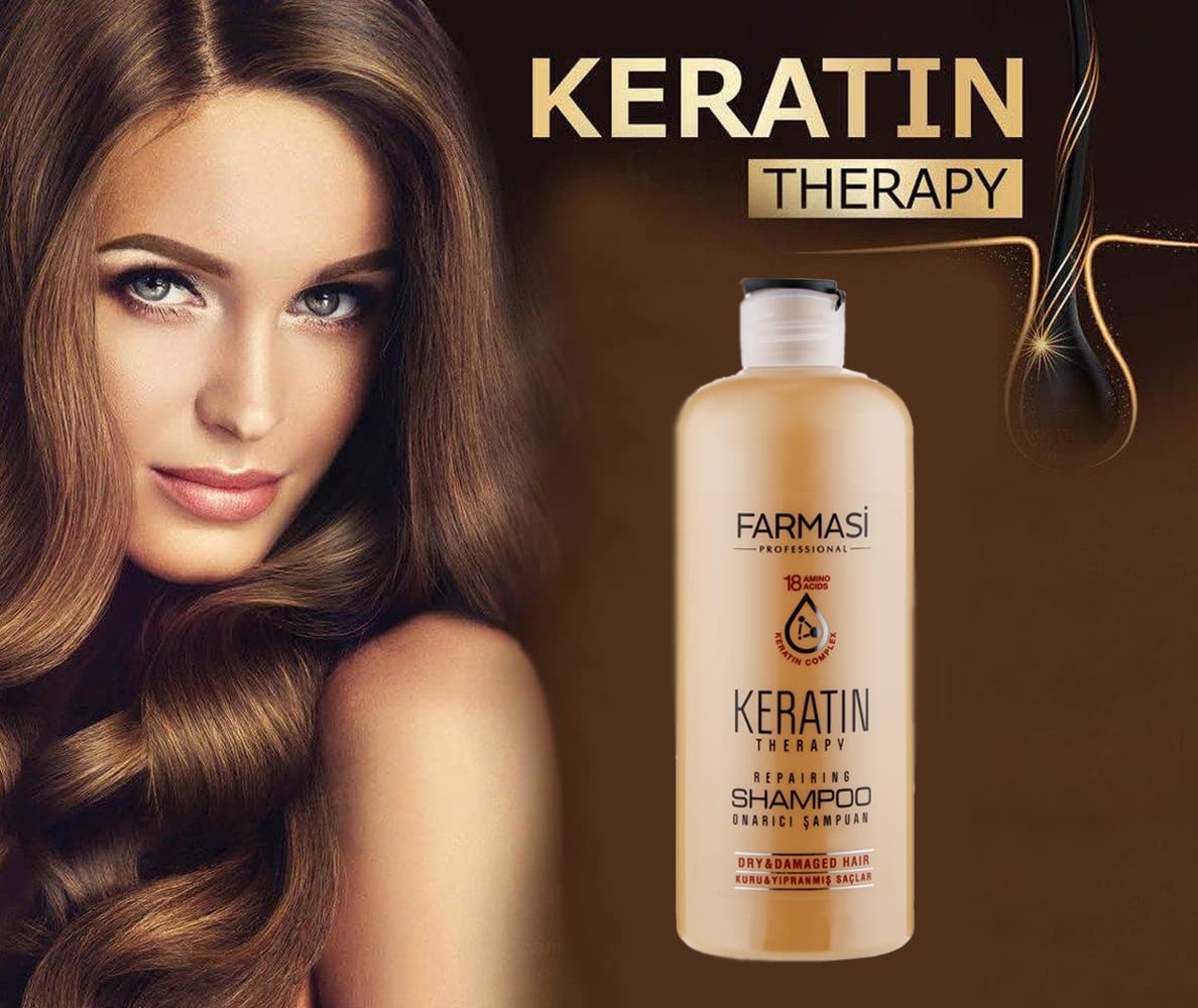Farmasi Keratin Repairing Shampo, 360ml, Nourishing Shampoo for Dry & Damaged Hair