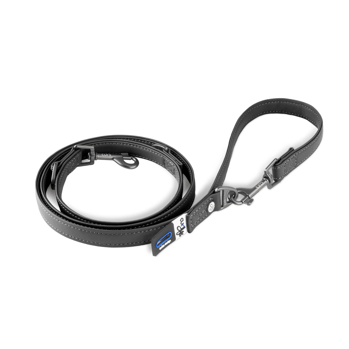 Curli Vegan Leather Adjustable Leash for Dogs - Small (Black)
