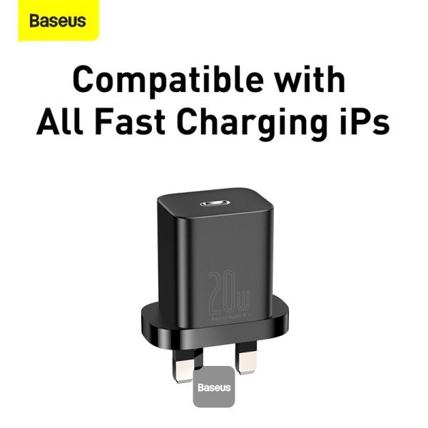 Baseus Quick Charger 20W Super Si 1C with 1M Cable, Black