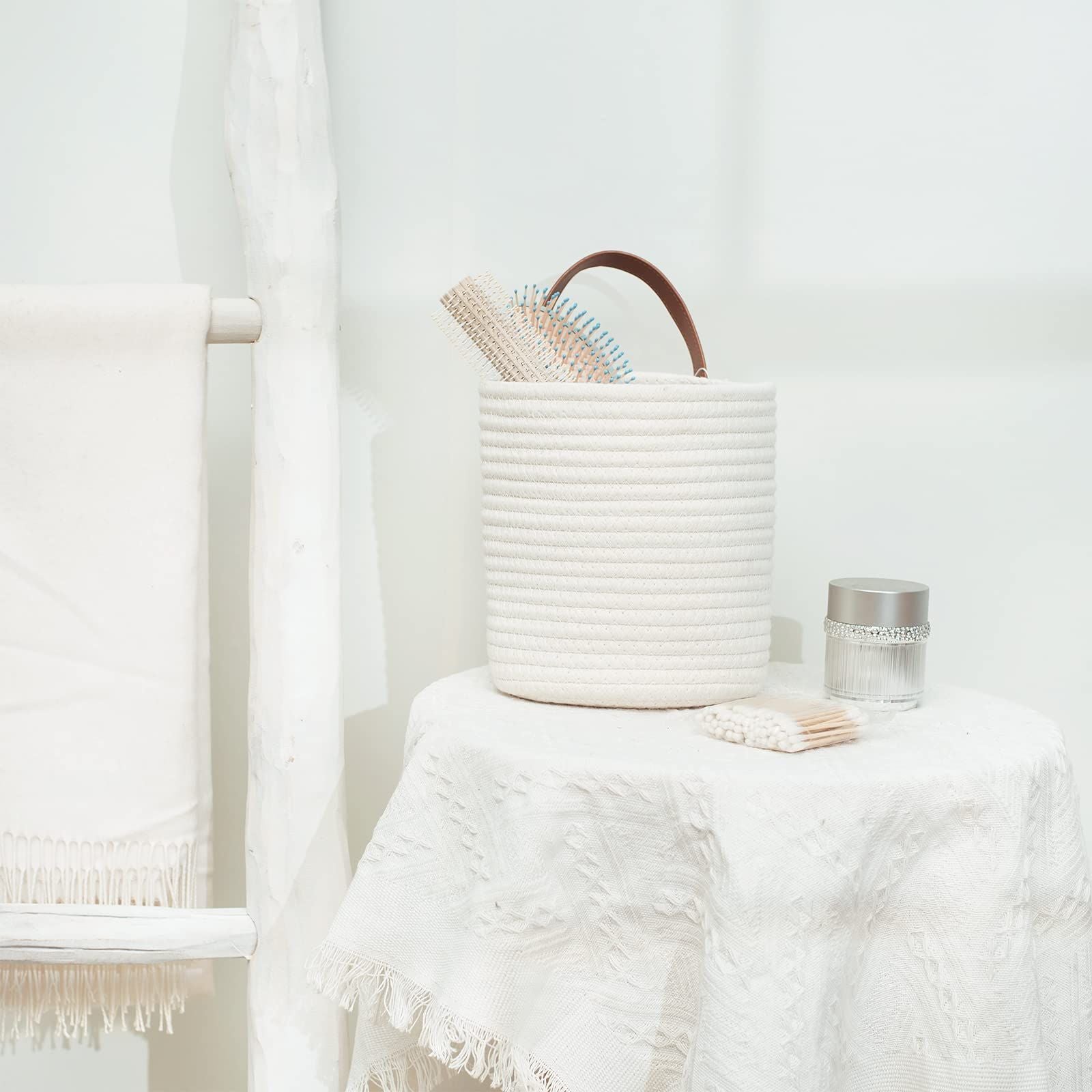 2 Pack Wall Closet Hanging Cotton Rope Storage Baskets