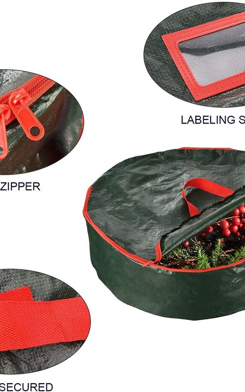 Christmas Wreath Storage Bag Holiday Organizer Wreath Container Box With Handle