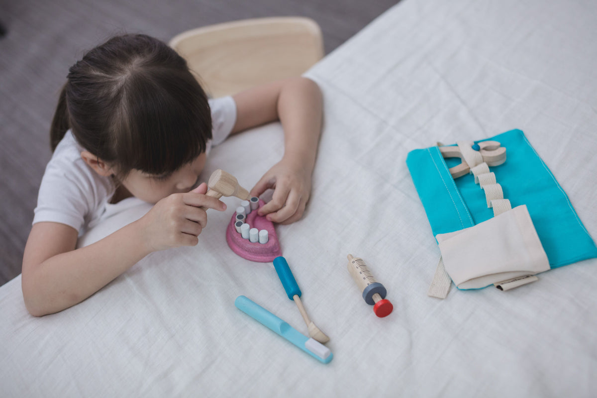 PlanToys Dentist Set — Wooden Pretend Play Doctor Toy