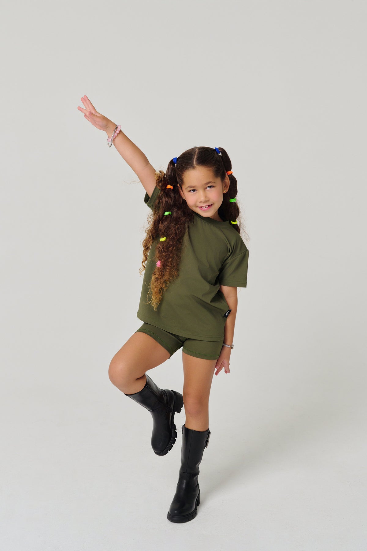 Regular Fit Kids Tights - Olive Green