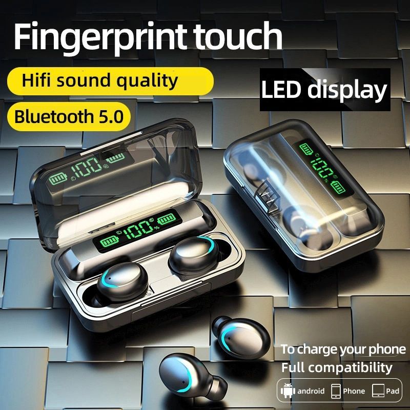 F9-5C LED Light + Digital Display Bluetooth Earphone