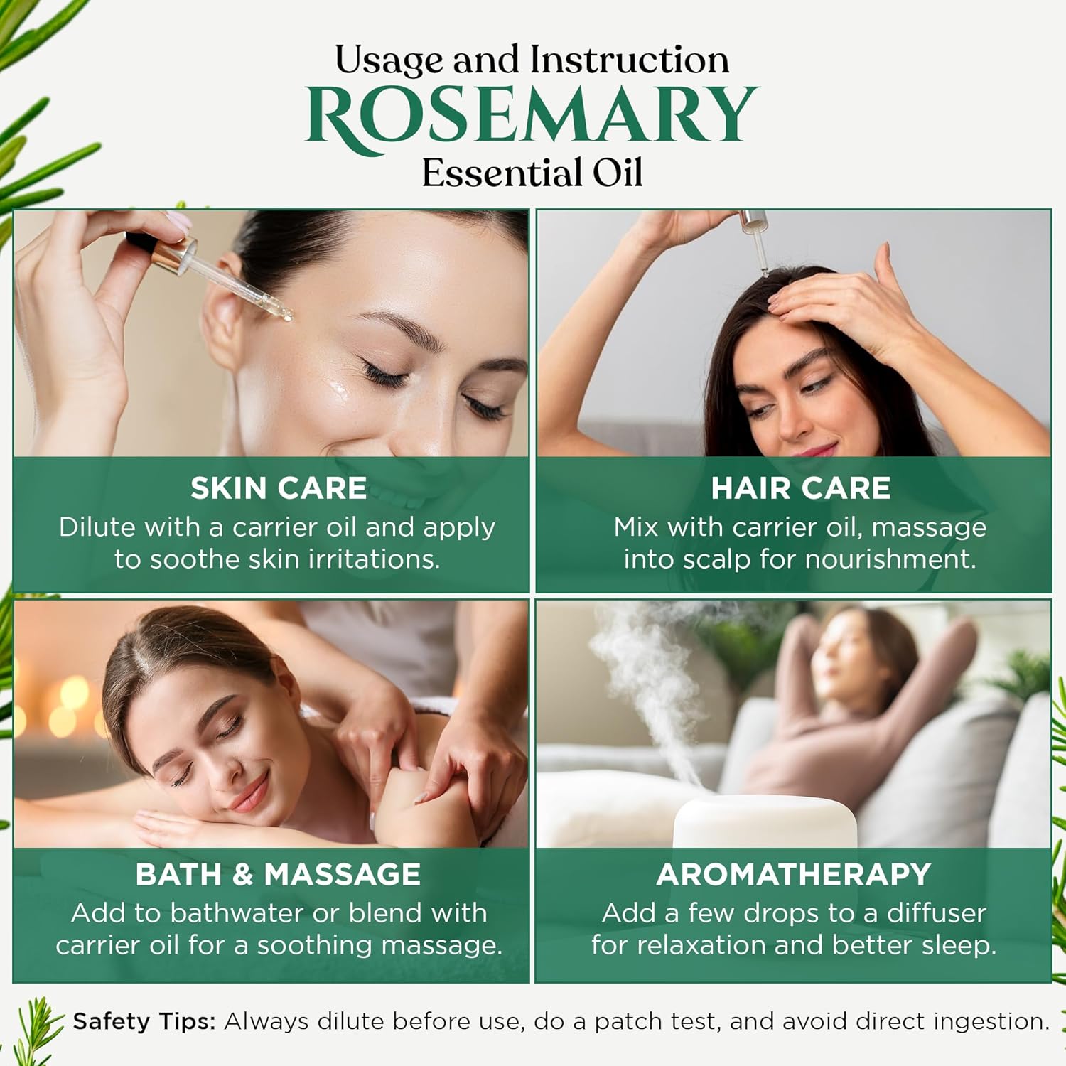 Rey Naturals Rosemary essential oil for hair growth, Skin and Aroma 15 ml