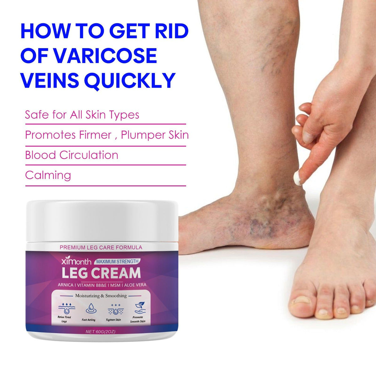 Leg Care Cream, Moisturizing, Firming, Blood Circulation, Skin Repair ,60g