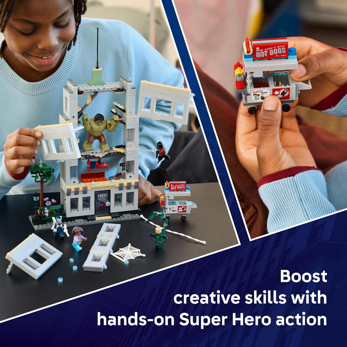 LEGO Marvel Spider-Man vs Hulk Epic Clash Building Set, 534 Pieces, For Age 8+ Years