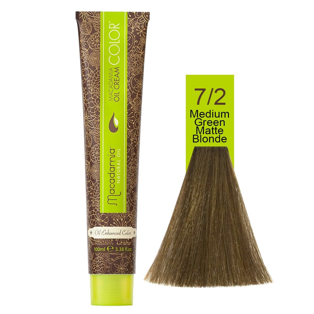 Macadamia Natural Oil Cream Hair Color, 100ml, 7.2 Medium Green Matte Blonde