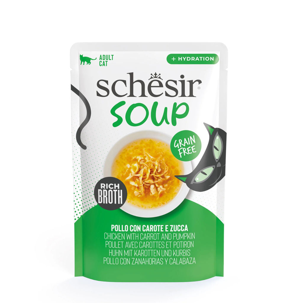 Schesir Soup Cat Wet Food in Soup Pouch-Chicken With pumpkin 40g