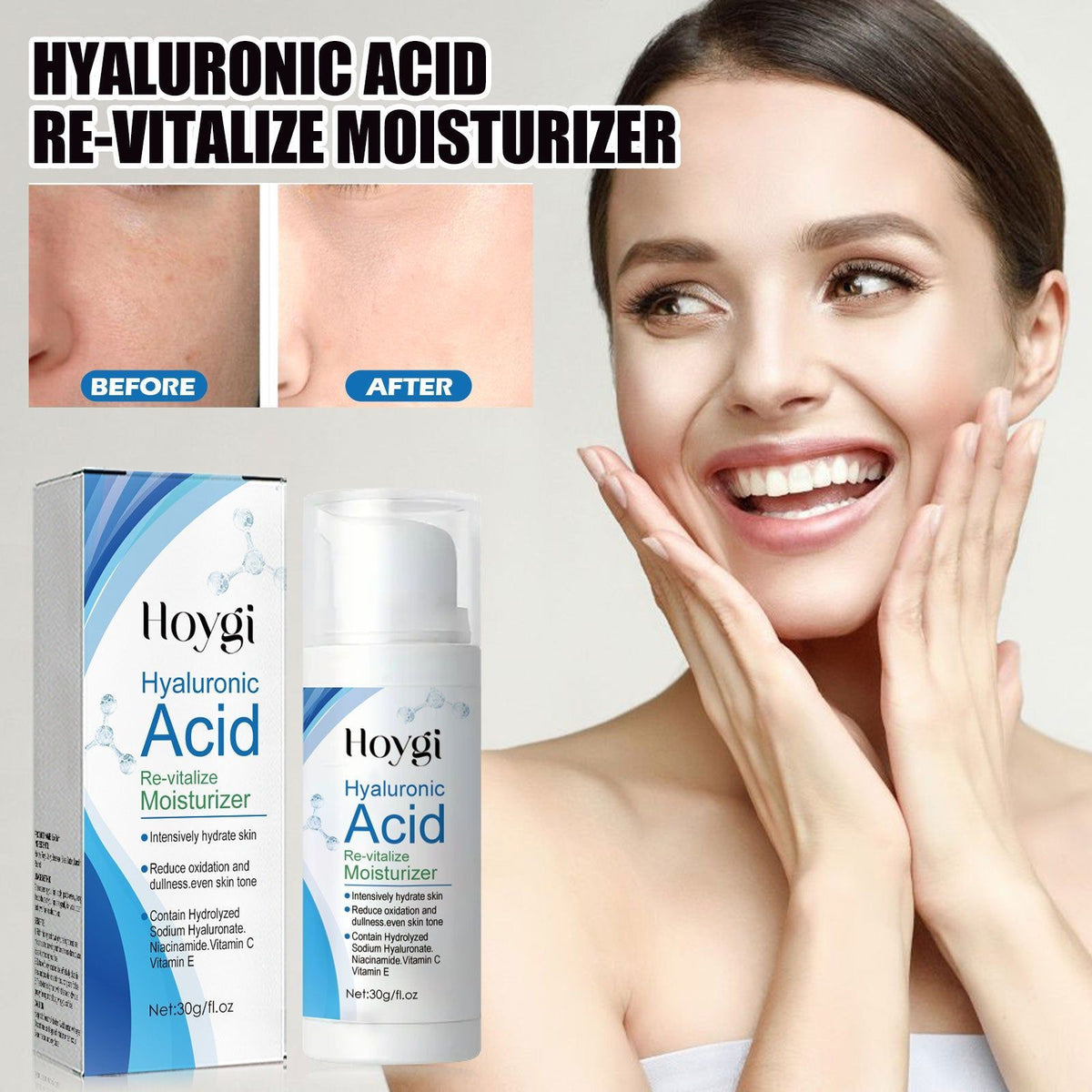 Hydrating Hyaluronic Acid Cream, Brightening, Replenishing, Anti-Aging, Skin Glow ,30g