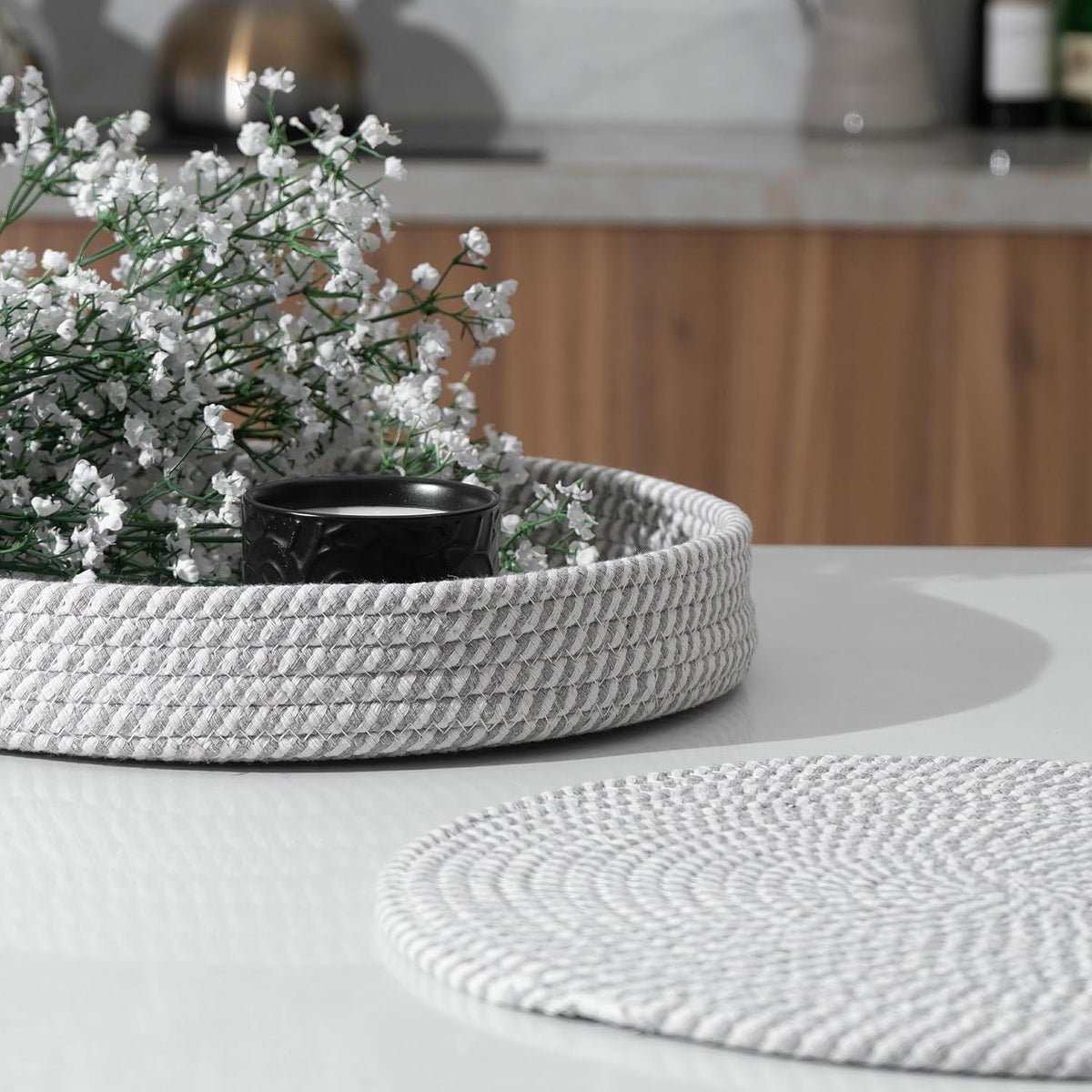 AIESY® Beautiful Woven Cotton Rope Round Placemats Set