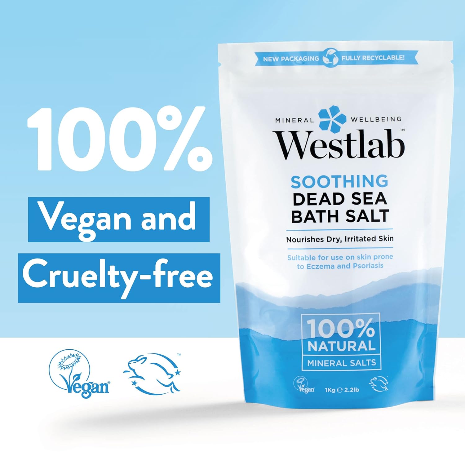 Westlab 100% Pure Soothing Dead Sea Salt, 1 Kg