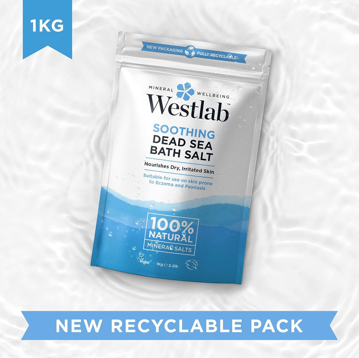 Westlab 100% Pure Soothing Dead Sea Salt, 1 Kg