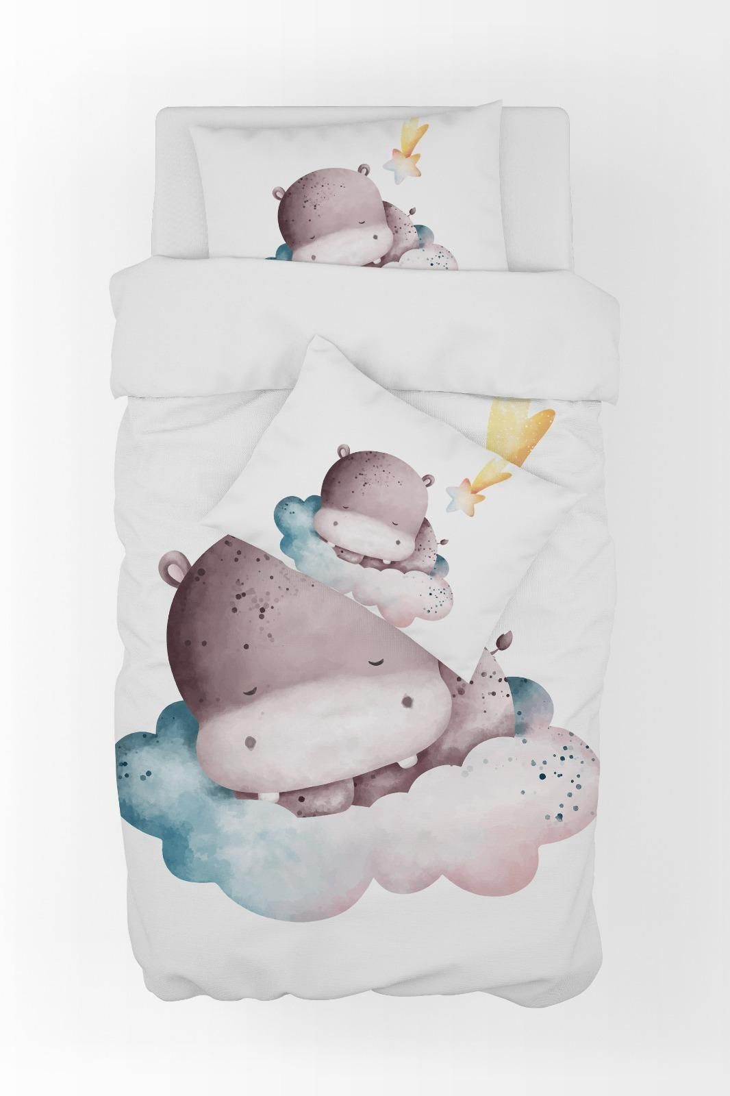 Baby Hippo Printed Duvet Cover Set For Baby