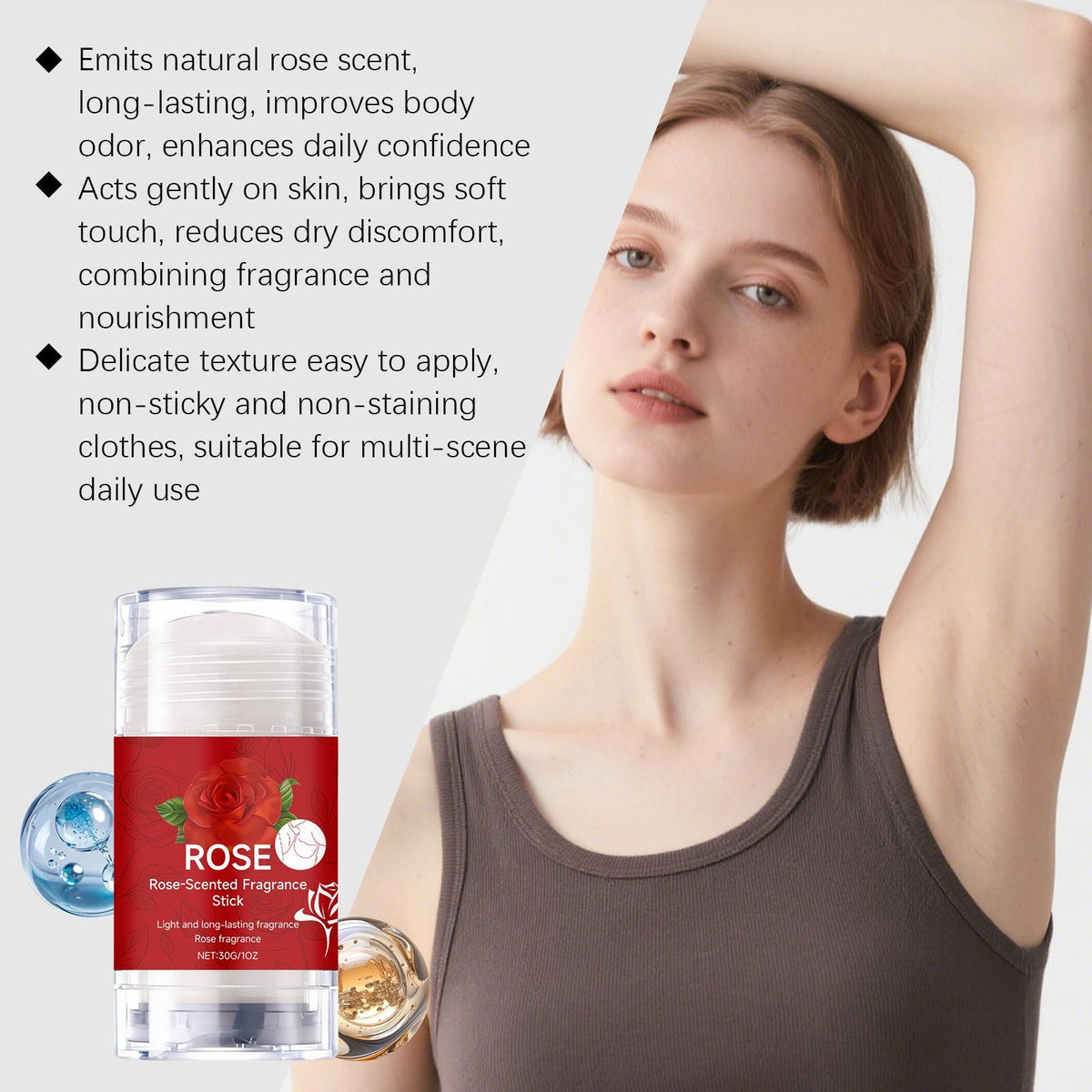 30g Rose Deodorant Stick with Floral and Fresh Care