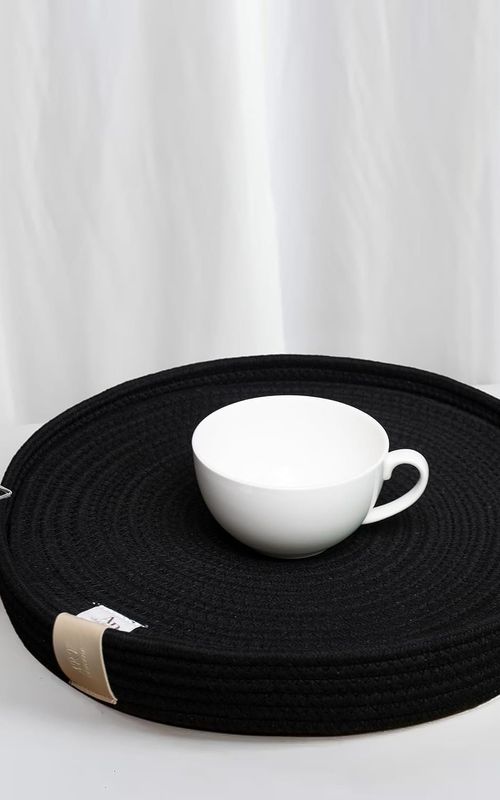 Set of 4 Woven Cotton Rope Round Placemats for Plates