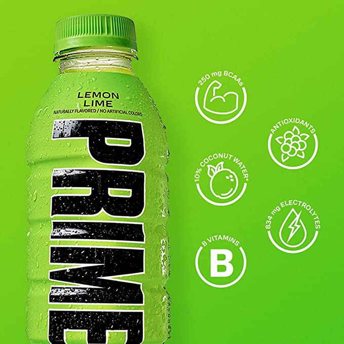 Prime Hydration Drink Sports Beverage LEMON LIME Naturally Flavored 835mg Electrolytes, 20