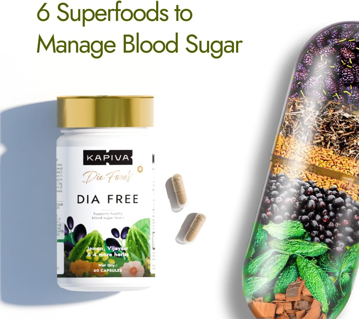Kapiva Dia Free Capsules 60 Pack of 2
