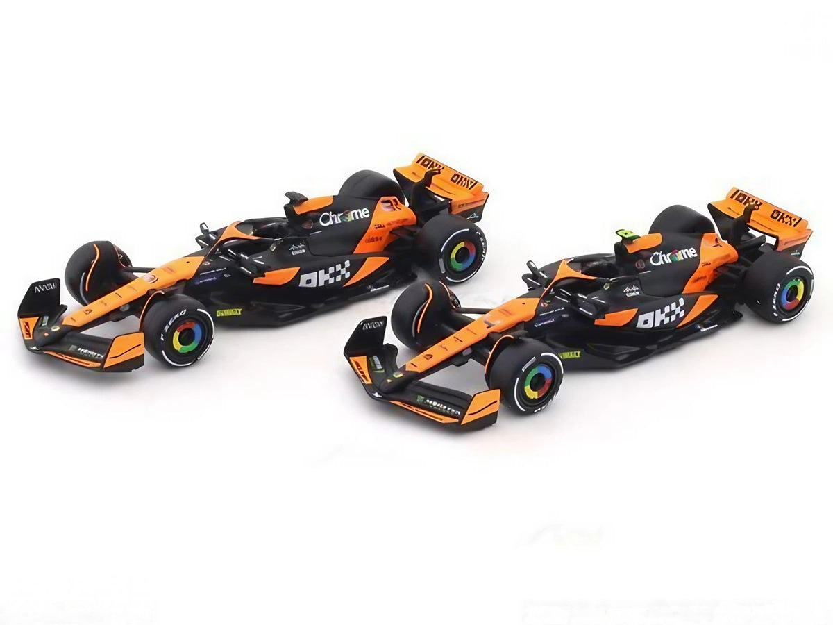 Bburago Racing F1 Miami Grand Prix 2024 McLaren MCL38 #4 Lando Norris & #81 Oscar Piastri Die-Cast Cars 2-Pack Set (1:43), 3+ years