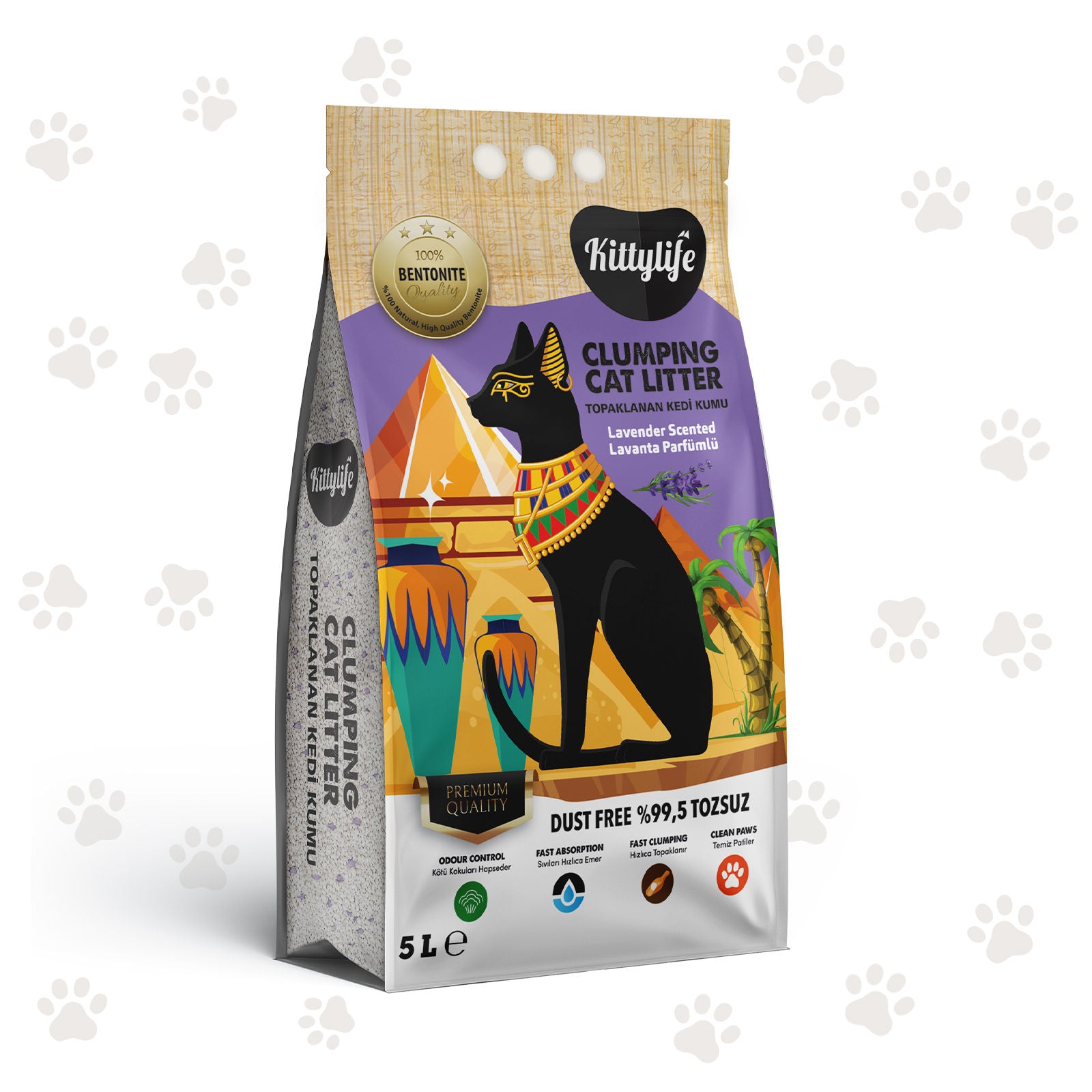 KittyLife Premium Lavender Clumping Cat Litter, Fast Clumping, 99.9% Dust-Free, Odor Control, Long-Lasting Freshness, 10L