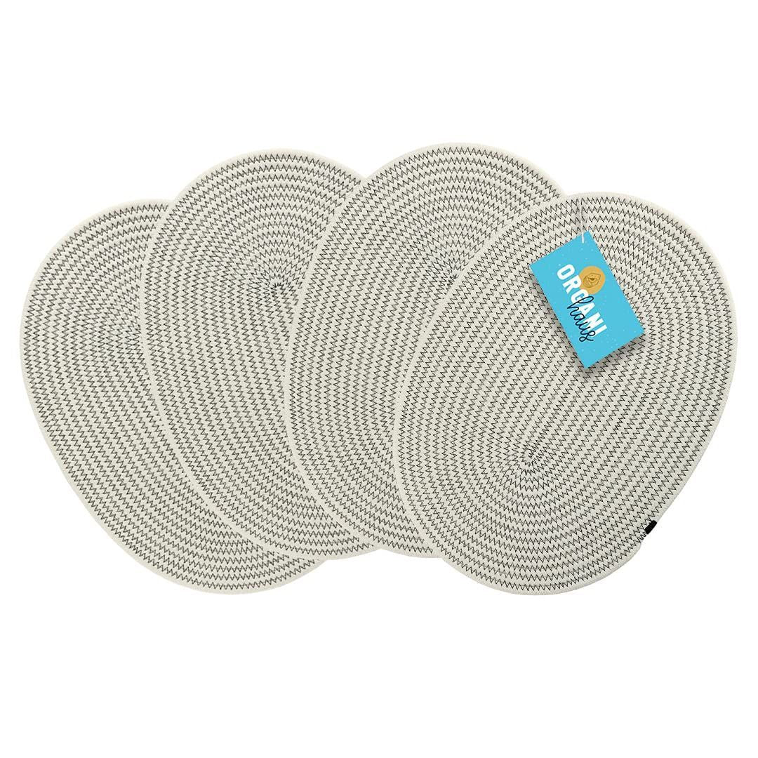 Set of 4 Heat Resistant Braided Oval Cloth Placemats for Kitchen