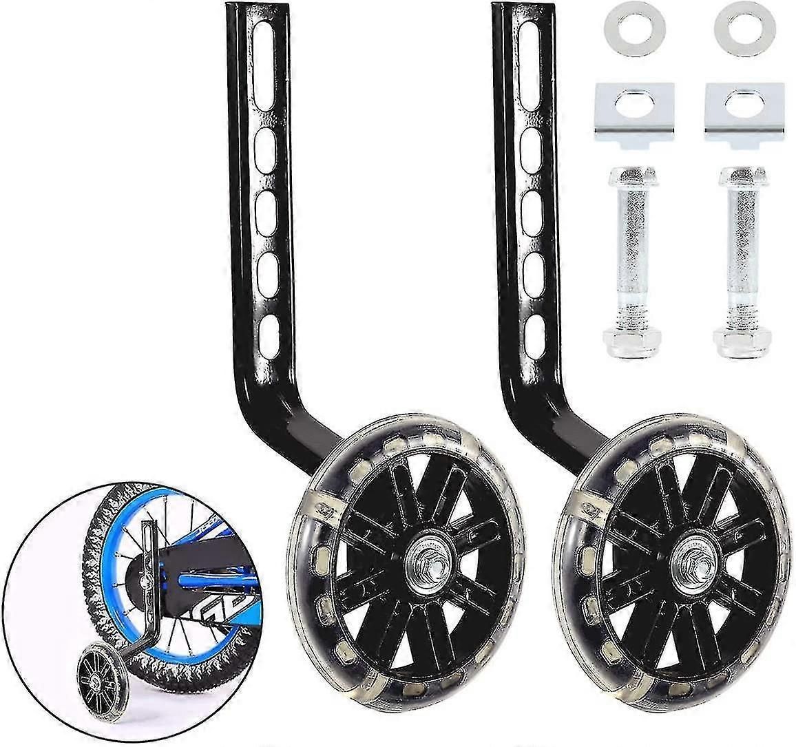 Cycling Training Wheels, 1 Pair Bicycle Training Wheels For Kids Black Bike Stabilizers Support Wheels Boys Girls zxin