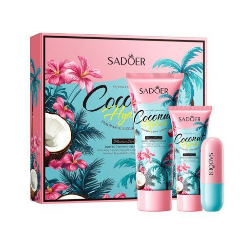 Coconut Fragrance Luxury Gift Box (Body Lotion, Hand Cream, Lipstick)