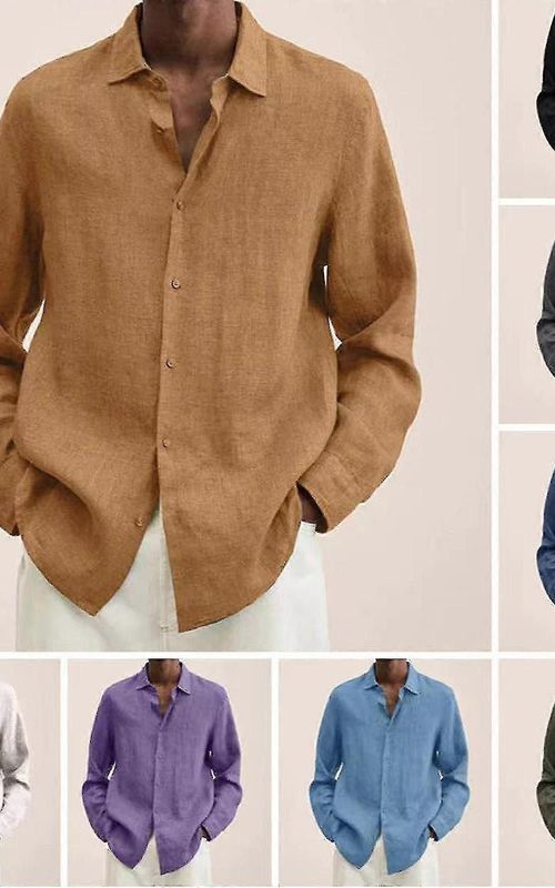 Men's Linen Long Sleeve Regular-Fit Shirt