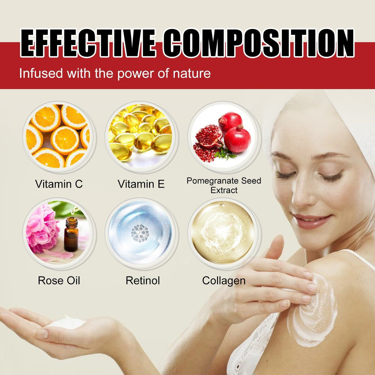 Brighten Skin and Repair Dark Spots, Vitamin C, E, Retinol, Moisturizing Cream ,50ml
