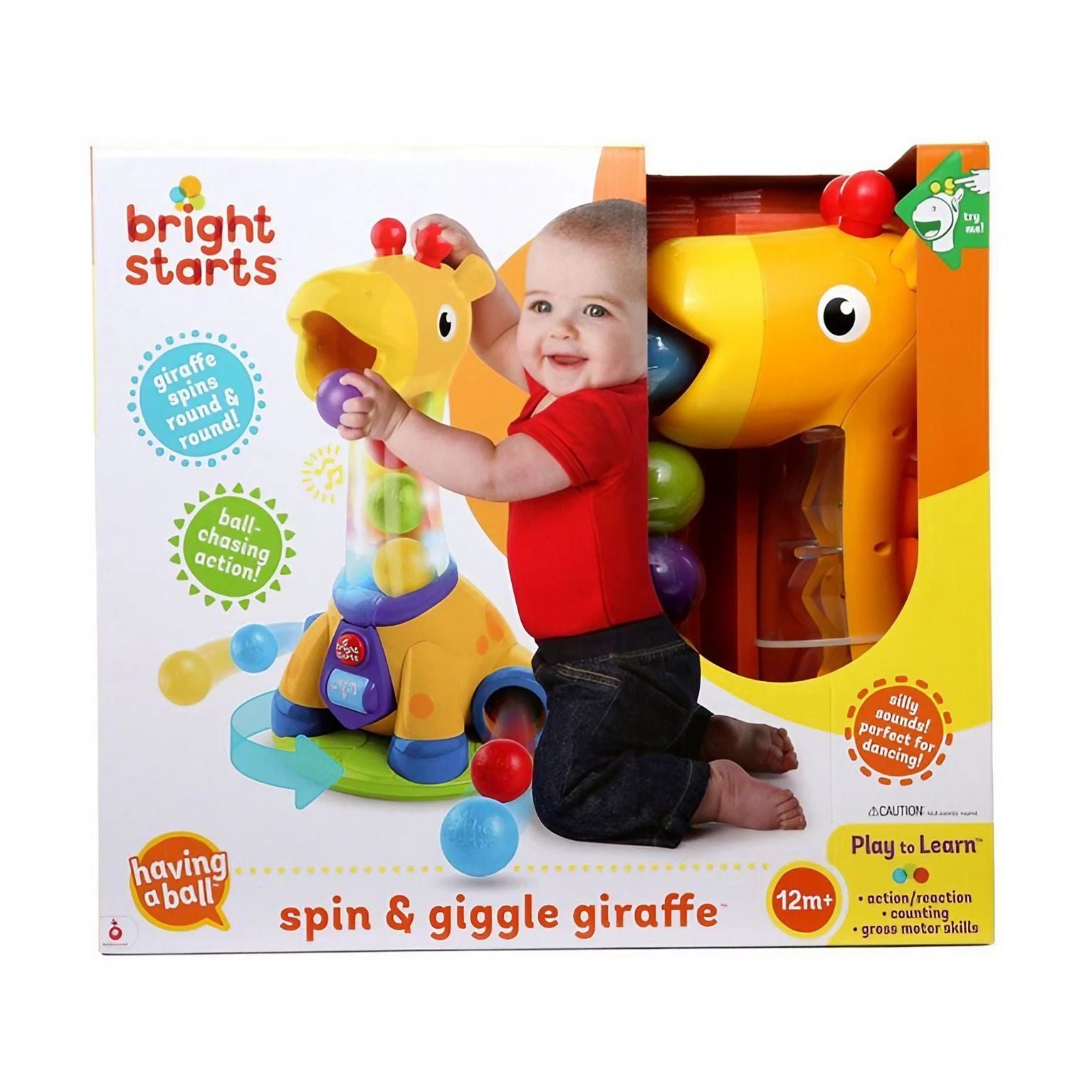 Bright Starts Spin & Giggle Giraffe Ball Popper Musical Toy, (28.96 x 24.89 x 46.48 cm)