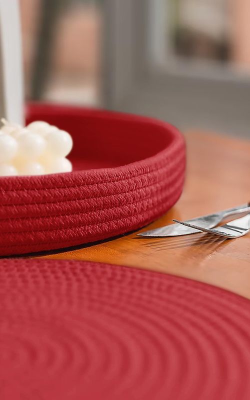 Set of 4 Woven Cotton Rope Round Placemats for Plates