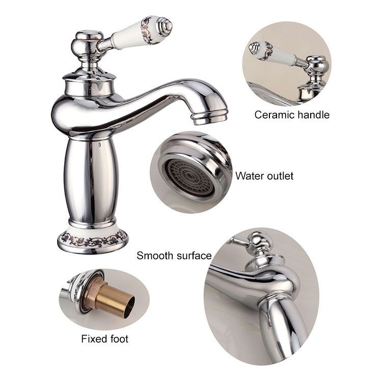 Copper Antique Hot Cold Double Blue White Porcelain Faucet Black Gold