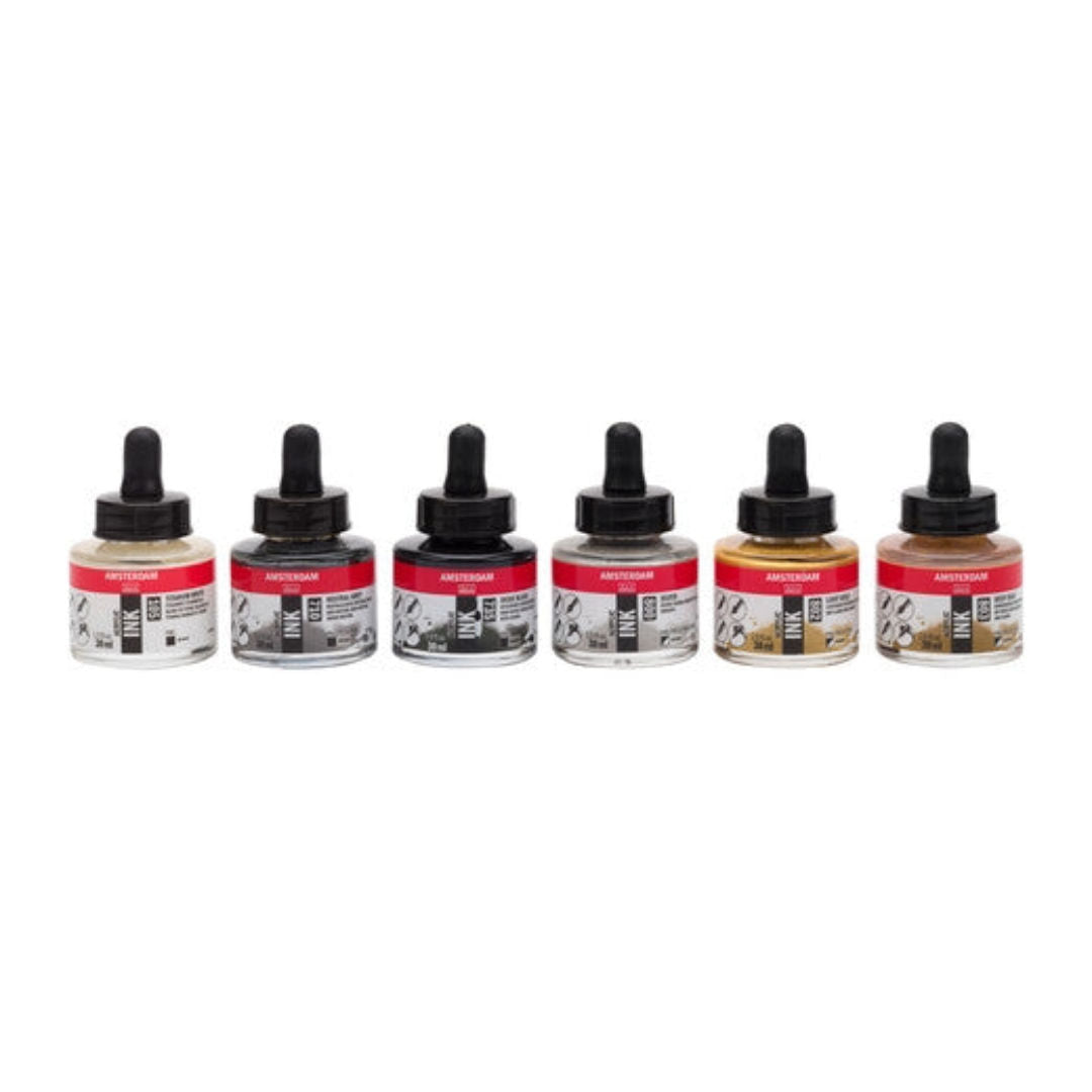 Amsterdam Acrylic Lettering Set Art Ink, 6x30ml
