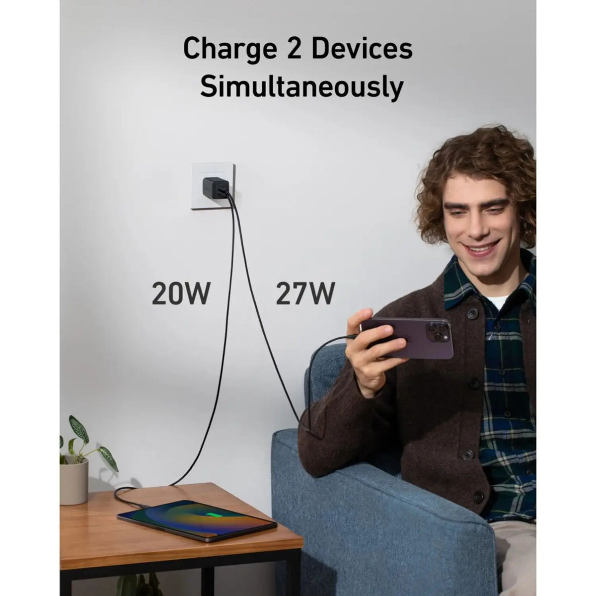 Anker 523 Nano 3 47W Charger, Dual USB-C Fast Charging, Compact GaN Charger