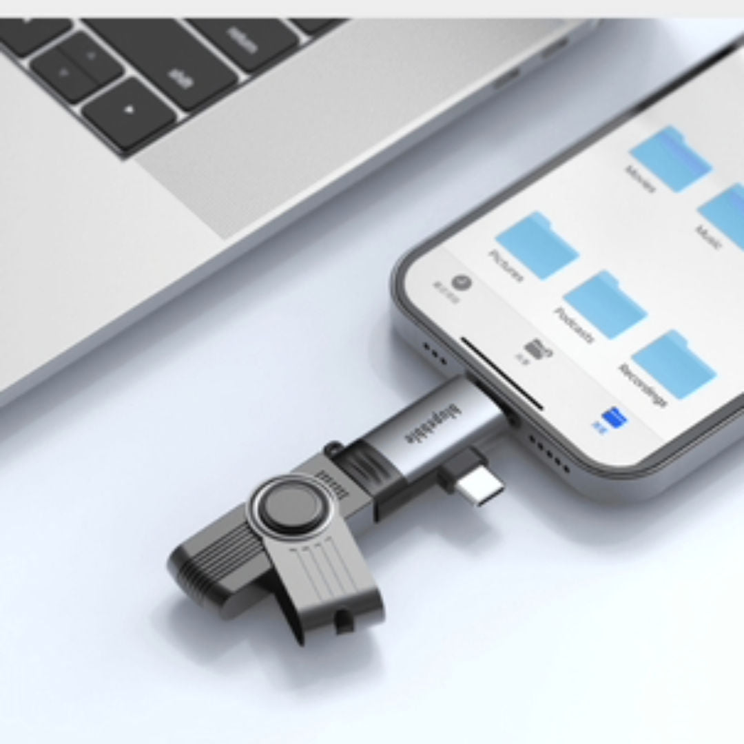 Blupebble USB-C & Lightning to USB-A 3-in-1 OTG Adapter