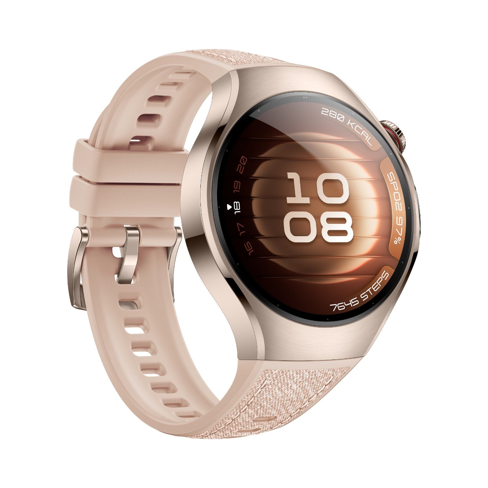 Huawei Smart Watch 5 42mm SOC-AL00, Sand Gold Stainless Steel Case with Beige Strap