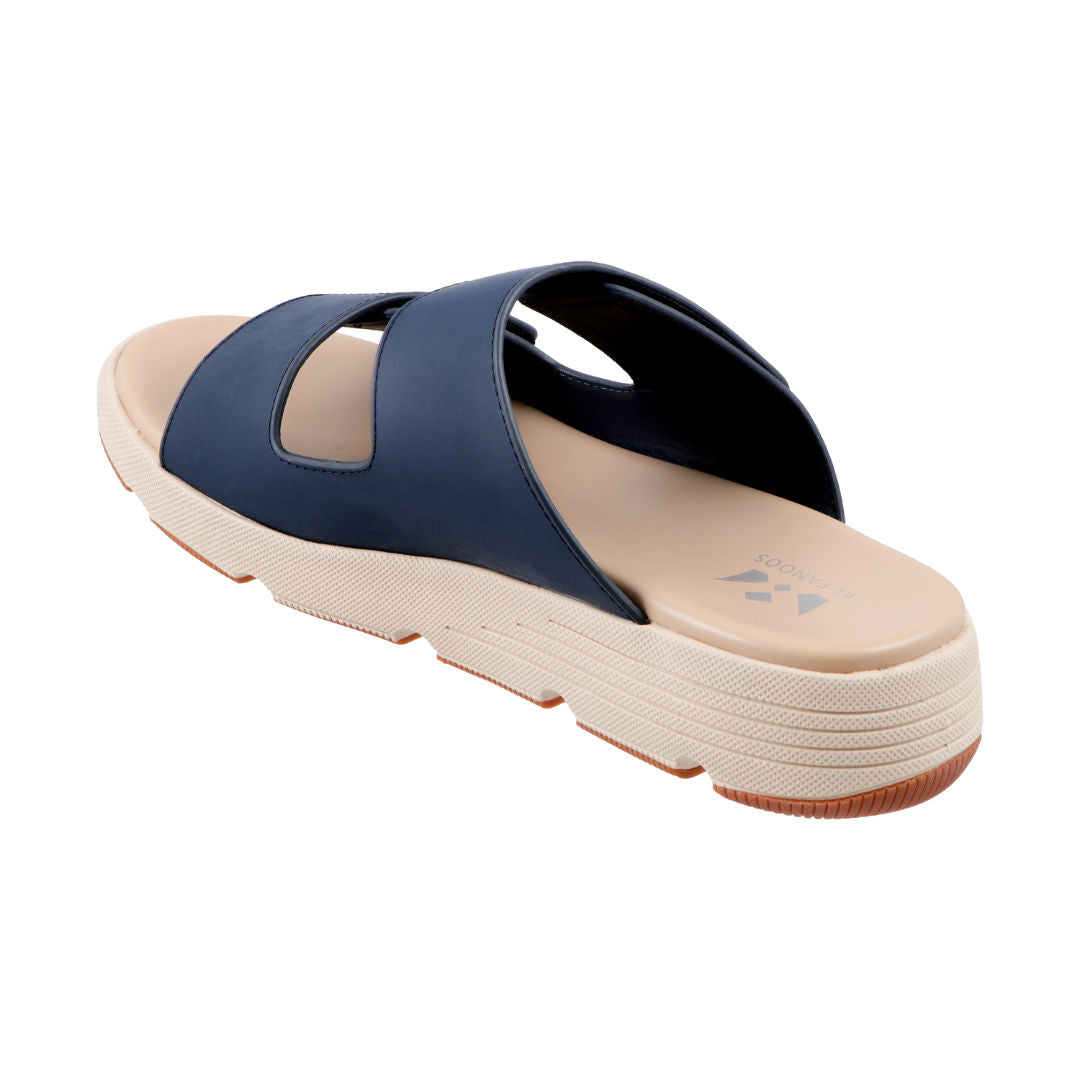AL FANOOS Men's Medicated Sandals with Microfiber Upper, PU Foam Insole & EVA-TPR Sole, Navy Blue, AFNMN0710123NVY