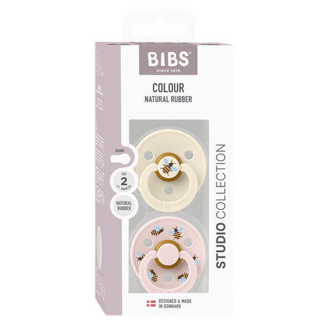 BIBS Pacifier Studio Colour 2 PACK Bumblebee Latex Size 2 - Ivory Mix
