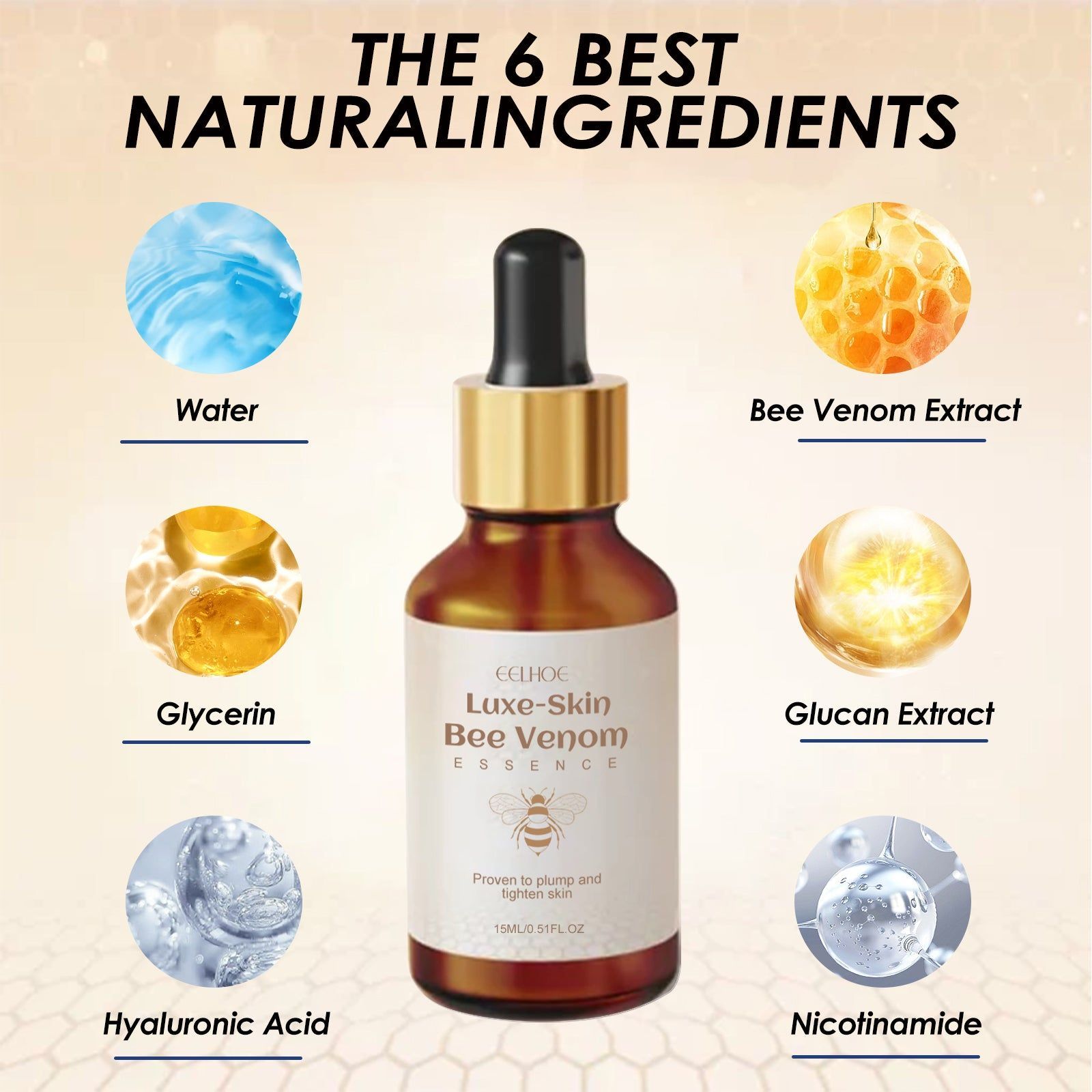 Bee Venom Serum, Reduce Wrinkles, Anti-Aging, Firming, Moisturizing, Natural Skincare ,15ml