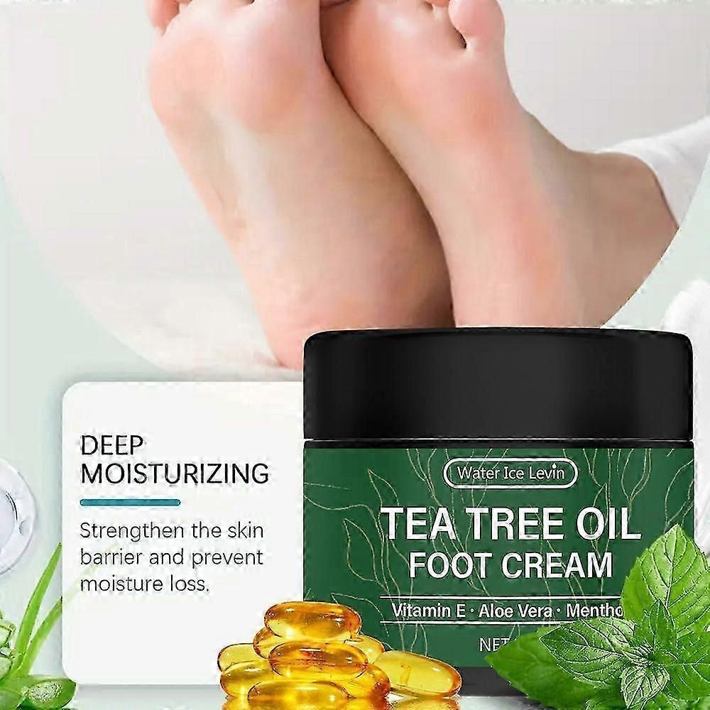 2PCS Tea Tree Oil Foot Cream for Dry Cracked Feet - Calluses, Dry Cracked Feet, Hands, Heels, Elbow, Nails, and Knees - Softens & Moisturizes Skin