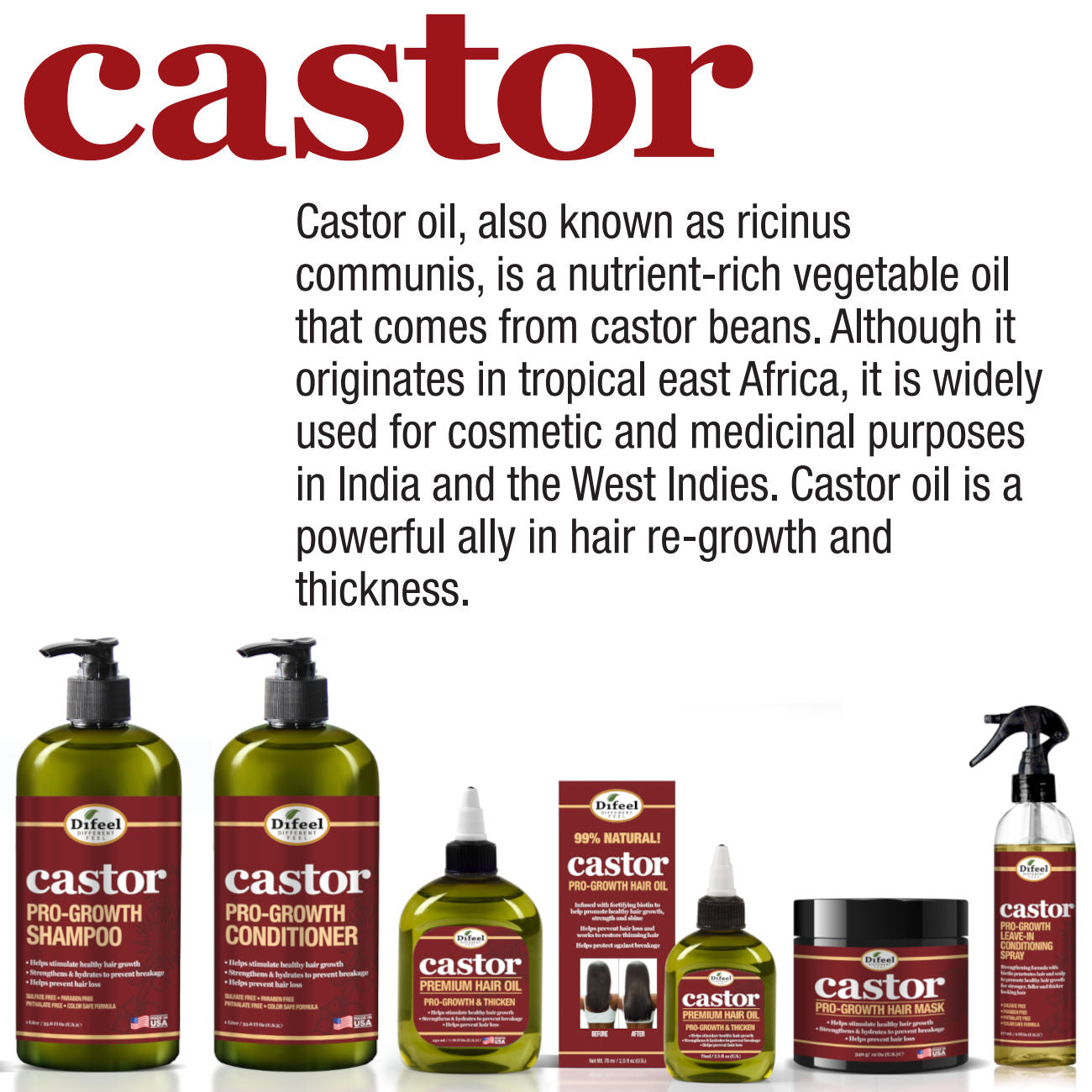 Difeel Castor Pro-Growth Conditioning Spray 177Ml