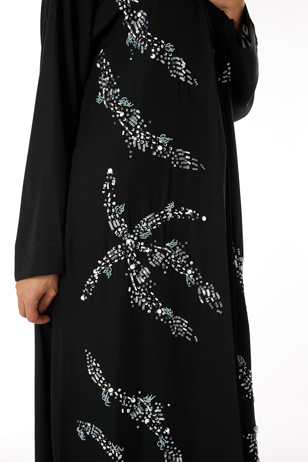MOiSTREET Black Nida Embroidered Abaya